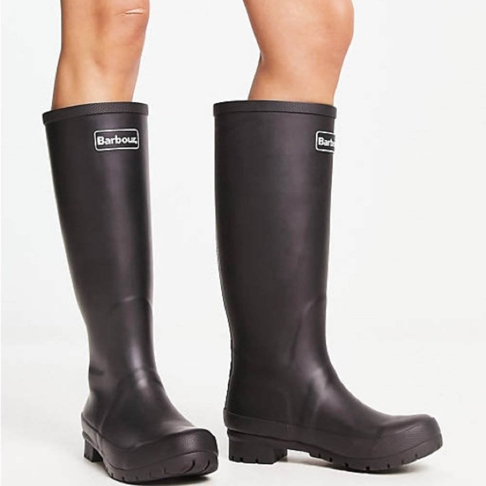 NWB BARBOUR Abbey Tall Wellington Black Rain Boot - Size: 10 | EU 42 - Picture 2 of 8